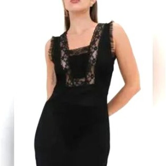 Rumored Black Sheer Maxi Slip Dress S Whimsygoth Romance Dark Lace Midnight Chic - Picture 3 of 9